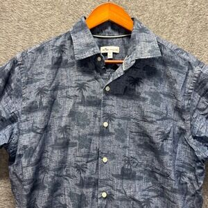 Peter Millar Mens Palm Tree Tropical Print Short Sleeve Button Down Shirt Size M